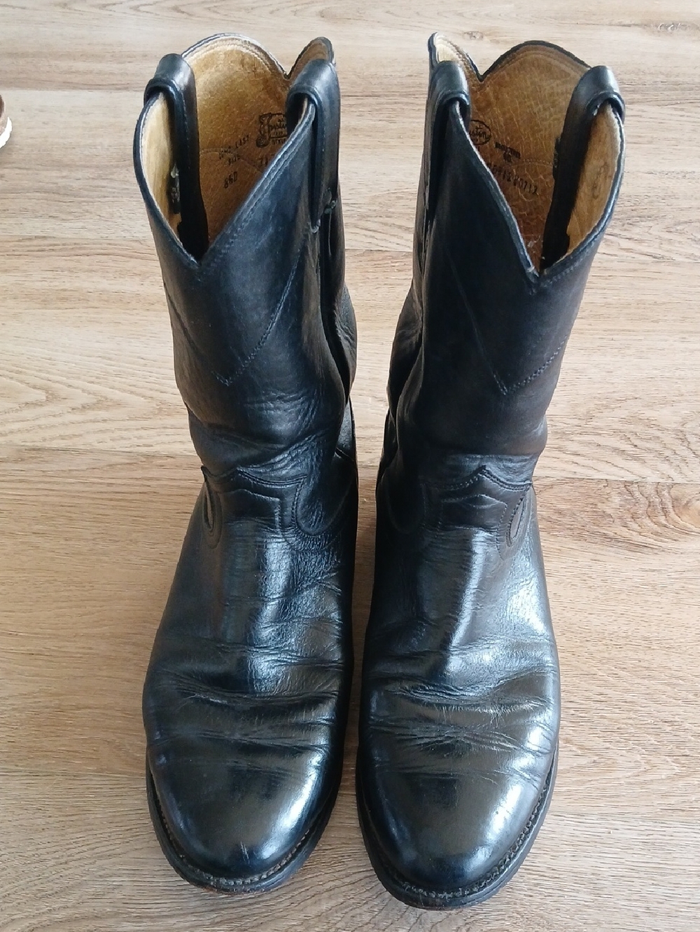 Juatin 8.5D Men's Black Leather Western Boots Made In Mexico
